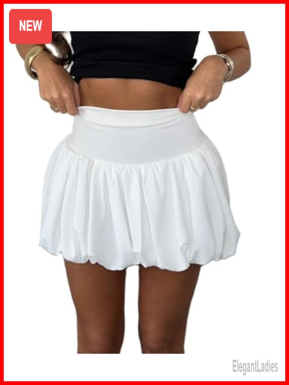 Women Y2K Bubble Mini Skirt High Waist Ruffle Pleated A-Line Puffy Skirt